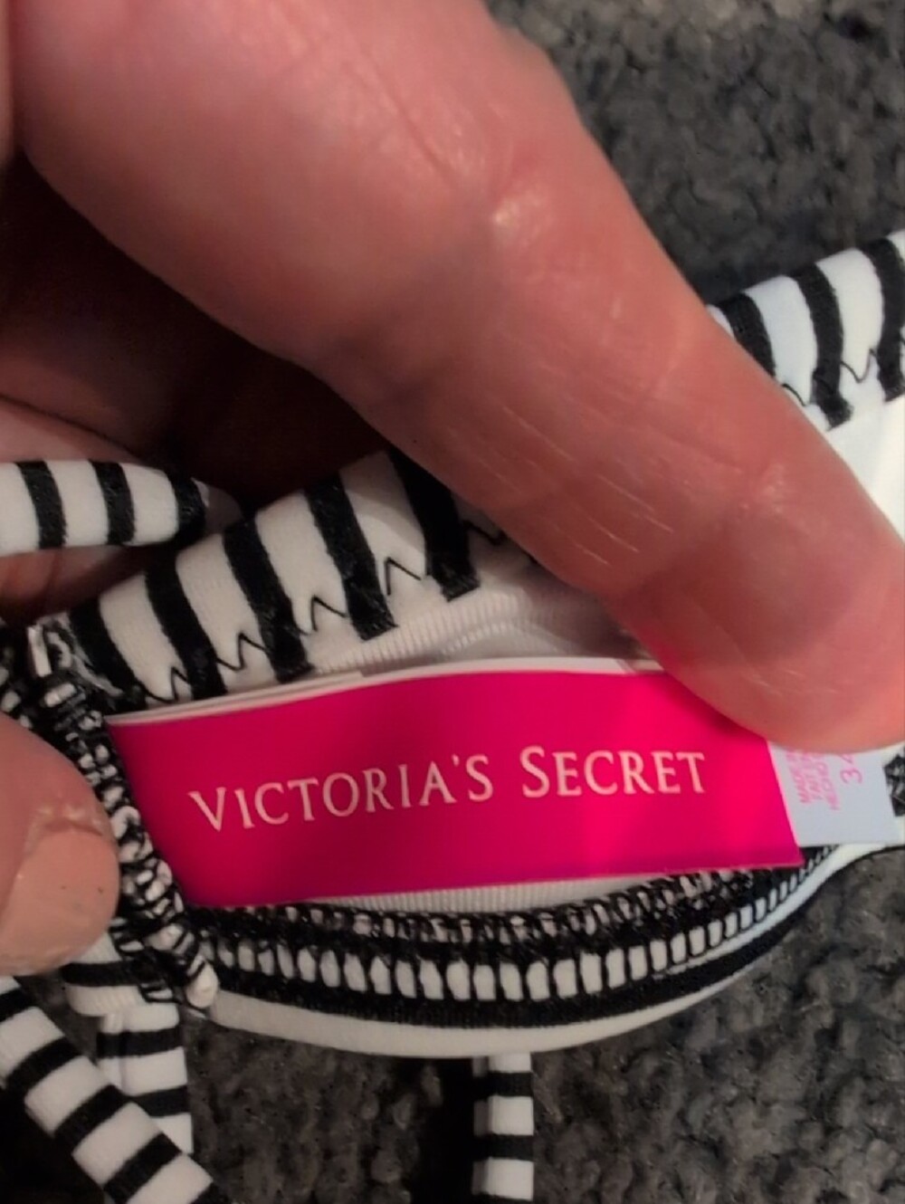 Victoria's Secret Black & White Striped Halter Bikini Top - Picture 8 of 10